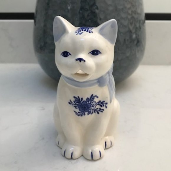 Other - Pottery Cat Creamer with Floral Details